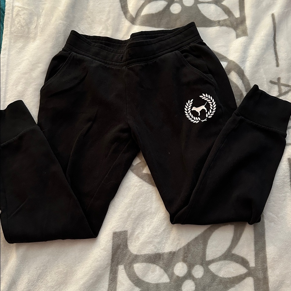 PINK Victoria's Secret Black Joggers with Logo